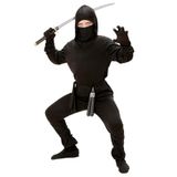 Widmann - Ninja-kostuum voor kinderen, jas met kap, broek, riem, masker, arm- en beenbanden, themafeest, carnaval