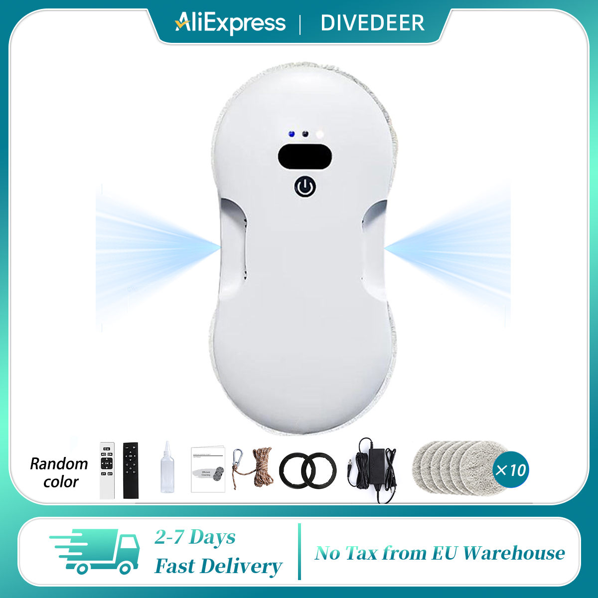 DIVEDEER Raamreinigingsrobot Volautomatische dubbele spray Intelligente elektrische reiniging voor thuis Externe raamwisser