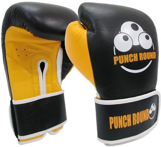 Punch RoundÃ¢â€žÂ¢ ELITE PRO Bokshandschoenen Zwart Geel 8 OZ Punch Round Bokshandschoenen
