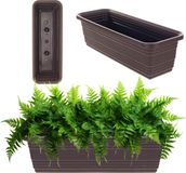 KADAX Bloembak, balkonpot van kunststof, weerbestendige plantenbak, bloempot, leuningbak voor het kweken van bloemen, kruiden en planten (mokka, 50 cm)