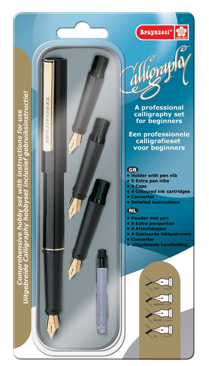 Bruynzeel Calligraphy beginner set 8 delig met kalligrafie instructies