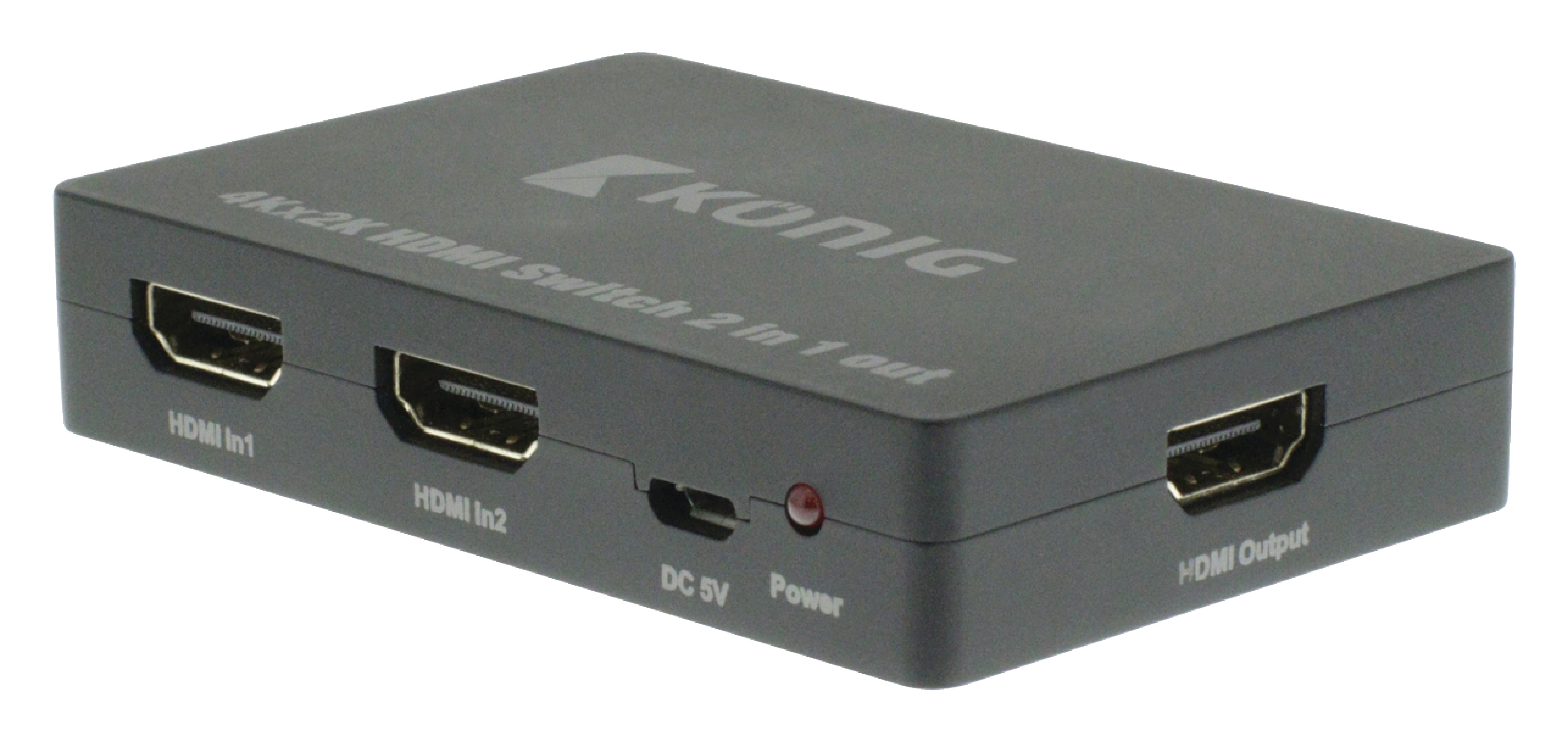 König 2x HDMI-ingang naar 1x HDMI-uitgang Splitter - Grijs KNVSW3402