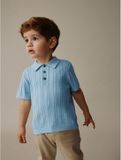 Next - Jongens - Kabelgebreid poloshirt - Blauw