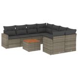 VidaXL 9-delige Loungeset met kussens, polyrattan, grijs