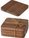 Excellent Houseware Glazenonderzetters - 4x - bruin - acacia hout - 10 cm - vierkant