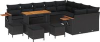 vidaXL Tuinbank Set Zwart Poly Rattan