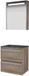 Basic-Line Premium 46 Badkamermeubelset - 80 x 46 cm - Greeploos - 2 Lades - Hardstenen Wastafel - Zonder Kraangat - Spiegelkast met LED Verlichting - Scotch Oak