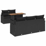 vidaXL Tuinbank Set Zwart Polyrattan 5 zitplekken