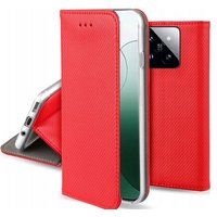 Xiaomi Housse pour Xiaomi 14 5G - etui coque pochette portefeuille + film ecran - ROUGE MAGNET