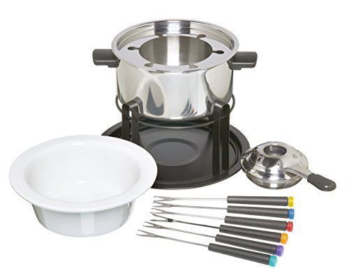 KC BLUE KitchenCraft KC BLUE 3-in-1 Fondue Set for Chocolate, Meat, and Cheese, 6 Persons