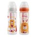 Neobaby Babyfles van polypropyleen, breed, met zuignap van siliconen, 330 ml, oranje, snelle stroom, 4 maanden +