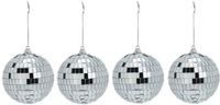 Inge Christmas Decor Boule disco - 4x - argent - D9 cm - verre/mousse