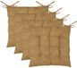 Stof Textile coussin de chaise Dandy - 4x - camel - 38 x 38 x 5 cm - fermeture à cordons - coussins d'assise - intérieur/extérieur