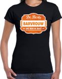 Bellatio Decorations Shoppartners Bv Cadeau t-shirt voor de beste barvrouw voor dames - zwart met oranje - barvrouwen - kado shirt / kleding - moederdag / collega XXL