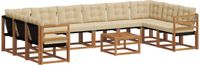 vidaXL Hoek loungeset 10 zitplekken Natuurlijk en beige Acacia hout