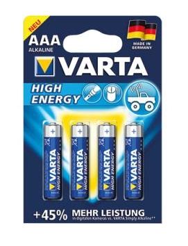 Varta High Energy AAA Alkaline Batterijen - 4 stuks