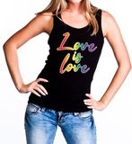 Bellatio Decorations Shoppartners Bv Love is love gay pride tanktop - zwart regenboog singlet voor dames - gaypride M