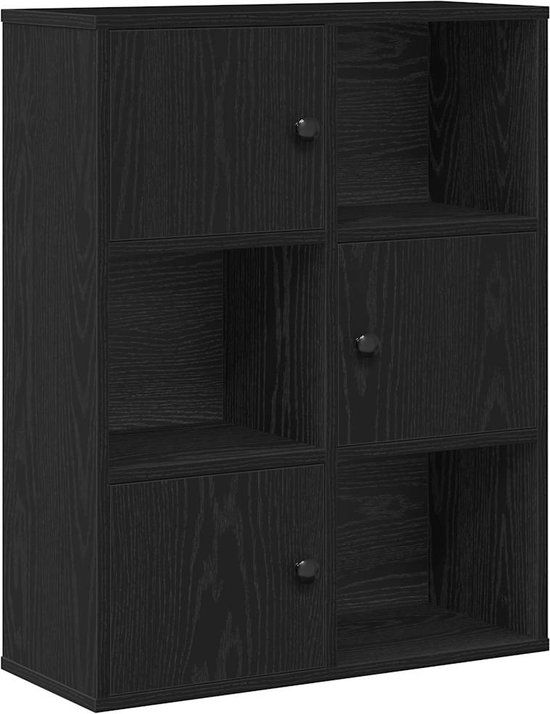 vidaXL Boekenkast 60x24x76,5 cm bewerkt hout zwart eikenkleurig