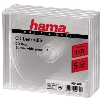 Hama CD/CD-ROM sleeves, clear, 5 pack