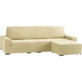 ECOMMERC3 Bielastische bankovertrek voor chaise longue, voor kort hoekdeel rechts, bankovertrek voor chaise longue, beige, aanpasbaar aan alle modellen, bankovertrek van schuim