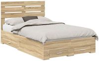 vidaXL Bedframe met lade Sonoma Eik 120 x 200 cm Bewerkt hout