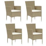 VidaXL Fauteuils de jardin 4 pièces Polyrotin Crème/Blanc