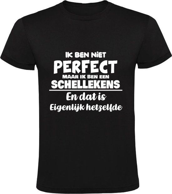 Heren T-shirt - Ik ben niet perfect maar ik ben een Schellekens - Zwart - Maat S