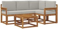 vidaXL Hoek loungeset 5-delig Naturel en lichtgrijs Acacia Hout