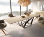 DELIFE Table à manger Edge céramique Laminam® Sabbia chêne couleur 300x100 spider plat acier noir