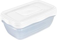 Hega Hogar Boîtes de conservation - 3 pièces - 0,9 litre - transparent/blanc