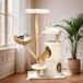 Arbre à griffer en carton pour chat - Arbre d'intérieur - 142 cm de haut - 4 niveaux avec poteaux à griffer - Creux, couchettes, plateforme d'observation - Bois naturel et blanc