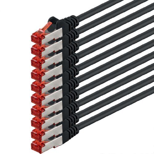 1aTTack.de 10x 1m Cat6 Cat.6 Ethernetkabel Cat 6 Netwerkkabel Patchkabel RJ45 SFTP - Zwart