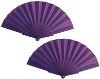 Merkloos Spaanse Handwaaier - 2x - paars - 23 x 43 cm