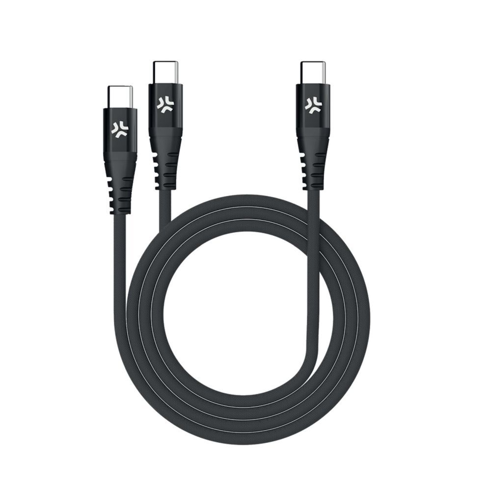 Celly Celly 100W USB-C naar 2x USB-C kabel 1m, zwart