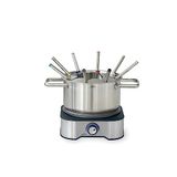 Lacor 69399 Elektrische fondue, kaas en chocolade, met 8 vorken, afneembare pot, thermostaat, regelbare thermostaat, roestvrij staal, 1500 W