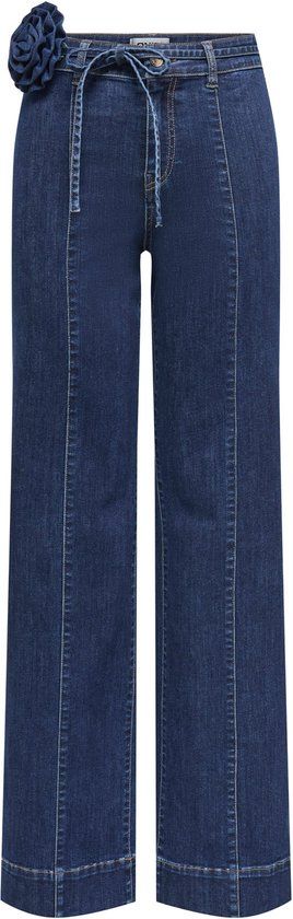 ONLY High Waist Wide Leg Jeans Dark Blue Denim