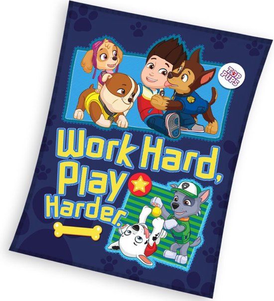 PAW Patrol Fleece Plaid Top Pups - 100 x 140 cm - Blue