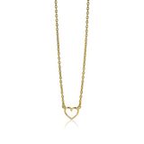 ZINZI zilveren ketting geel verguld open hartje 40-43cm ZIC1420G