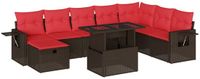 vidaXL 9-delige dining loungeset met kussens, bruin, polyrotan