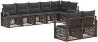 vidaXL Tuinbank - Set - 8 zitplekken - Grijs - Polyrattan
