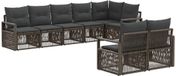 vidaXL Tuinbank - Set - 8 zitplekken - Grijs - Polyrattan