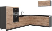 Vicco Hoekkeuken Fame-Line, Goudkleurig Eiken/Antraciet, 327 x 227 cm