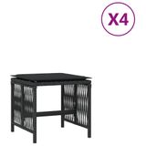 vidaXL Tabourets de jardin - Set de 4 - Poly rotin - Noir