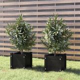 Merkloos Tuinplantenbak Zwart Massief Grenenhout Moderne Bloembak Buiten 31x31x31cm