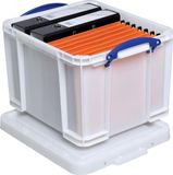 Really Useful Box opbergdoos 35 liter wit met blauwe handvaten