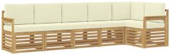 vidaXL - Bank loungeset - 6 zitplekken - Wit en crèmekleurig - Polyester