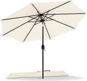 Merkloos Parasol 270 cm Beige Rond Stokparasol Polyester Kantelbaar met Beschermhoes