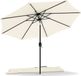 Merkloos Parasol 270 cm Beige Rond Stokparasol Polyester Kantelbaar met Beschermhoes