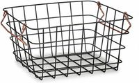 bigbuy Home Mand van Staaldraad Zwart Staal Koper (22,5 x 14 x 31,5 cm) (12 Stuks)