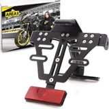 Area1 Premium universele CNC kentekenplaathouder motorfiets kentekenplaathouder + kentekenplaatverlichting + reflector E-getest. compatibel met KSR, Moto,
